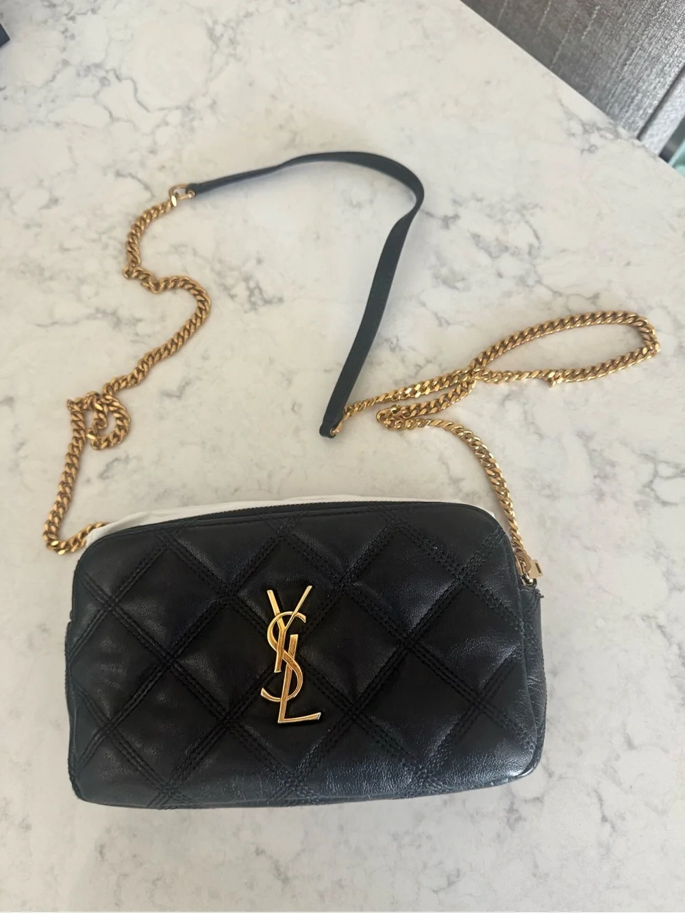 Saint Laurent YSL Becky Mini Black Quilted Leather Crossbody Bag